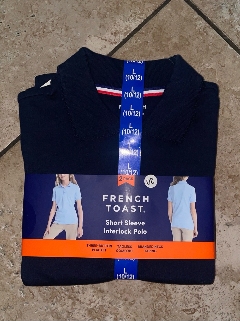 Bundle of 2 French Toast Girl’s Short Sleeve Uniform Polo - Navy